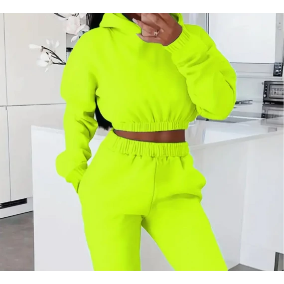 DK- SEPCHIR Fluoreszkáló zöld kapucnis pulóver és Jogger szett