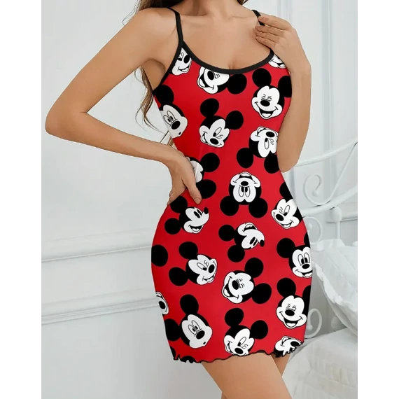 DK- Piros Mickey mintás ruházat