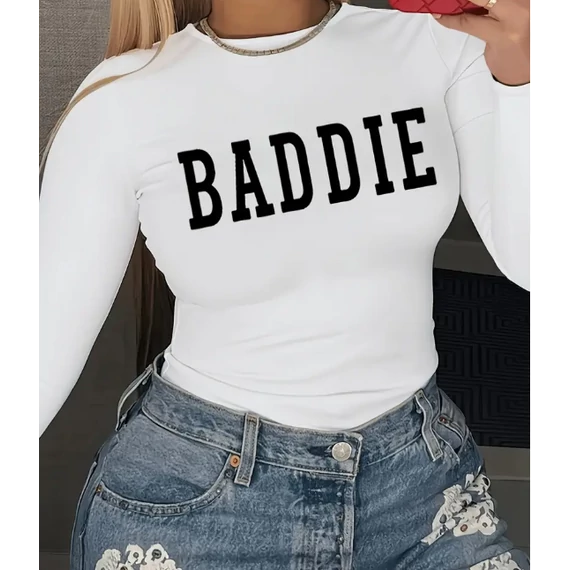 DK-  BADDIE hosszú ujjú póló - fehér -