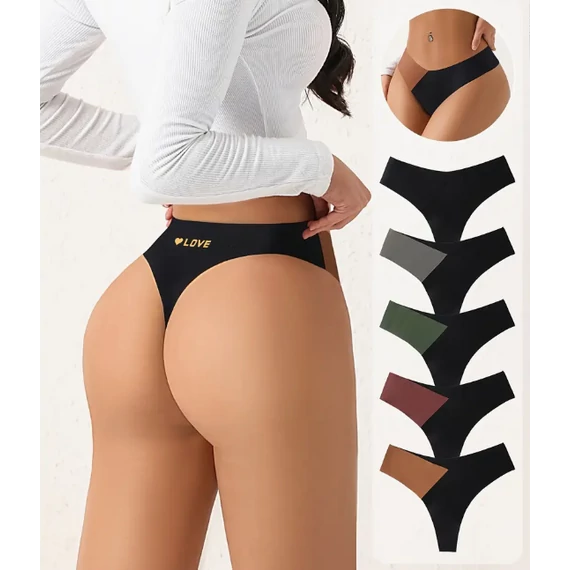 5 darab alacsony derekú V-string tanga, szív mintával