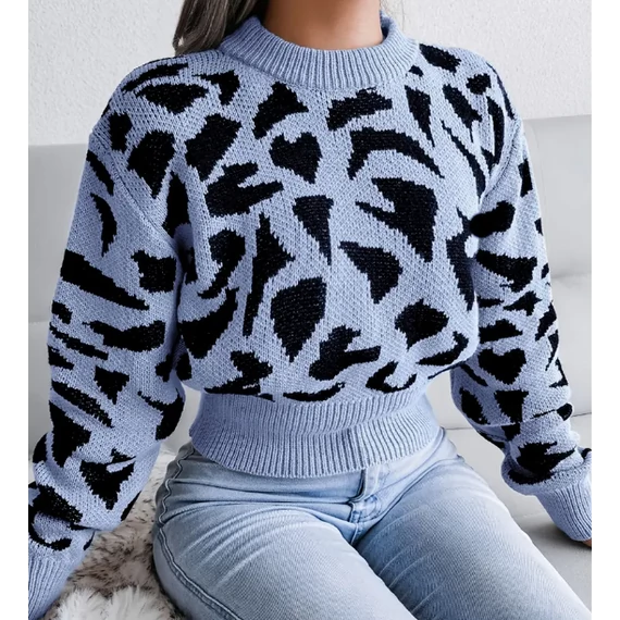 DK- Hosszú ujjú crop pulóver - kék -