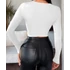 DK-  U kivágással hosszú ujjú crop top